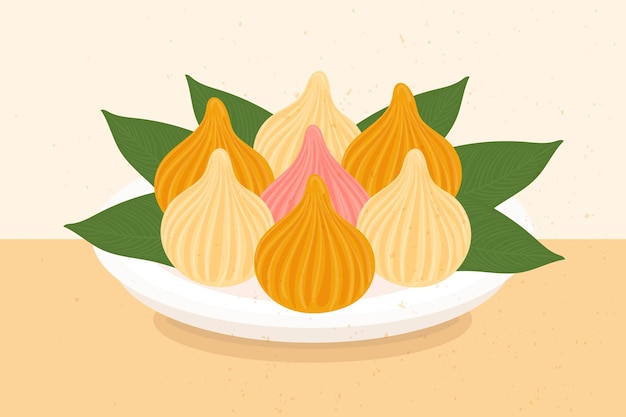 Vecteur gratuit illustration de modak dessiné à la main