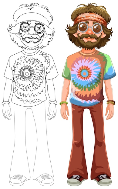 Vecteur gratuit une illustration de mode hippie groovy