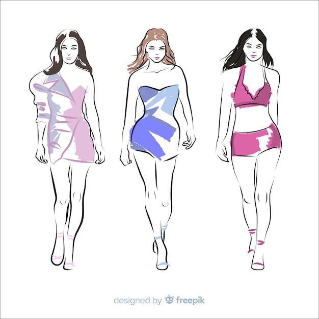 Vecteur gratuit illustration de mode avec modèle féminin