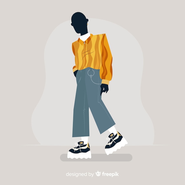 Vecteur gratuit illustration de mode avec modèle masculin