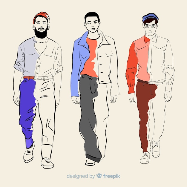 Vecteur gratuit illustration de mode avec modèle masculin