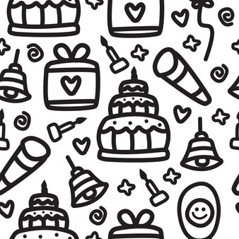 Carte De Voeux Joyeux Anniversaire Dessinee A La Main Et Invitation A Une Fete Vecteur Premium Carte De Voeux Joyeux Anniversaire Dessinee A La Main Et Invitation A Une Fete Vecteur Premium