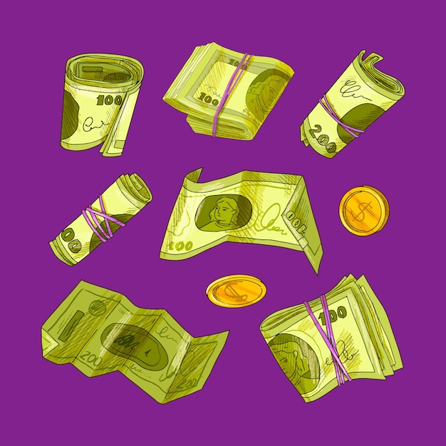 Illustration de monnaie de dessin animé dessinée à la main