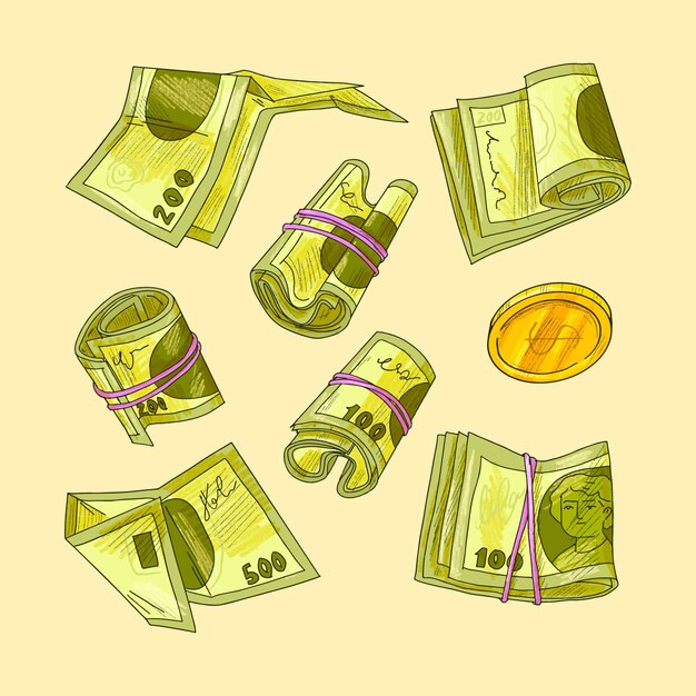 Illustration de monnaie de dessin animé dessinée à la main