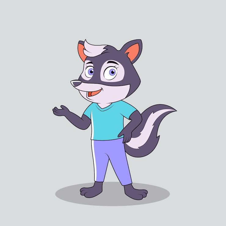 Vecteur gratuit illustration de mouffette de dessin animé dessiné à la main