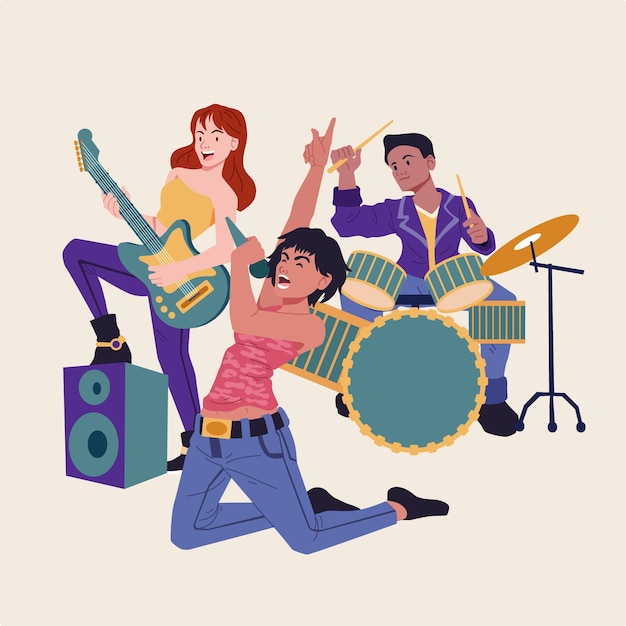 Vecteur gratuit illustration de musique indie dessinée à la main