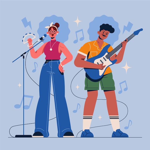 Vecteur gratuit illustration de musique indie dessinée à la main