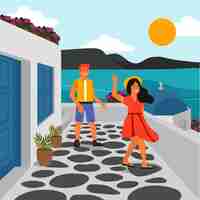 Vecteur gratuit illustration de mykonos dessinée à la main