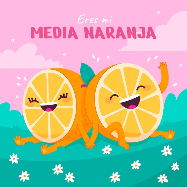 Vecteur gratuit illustration de naranja médiatique dessinée à la main