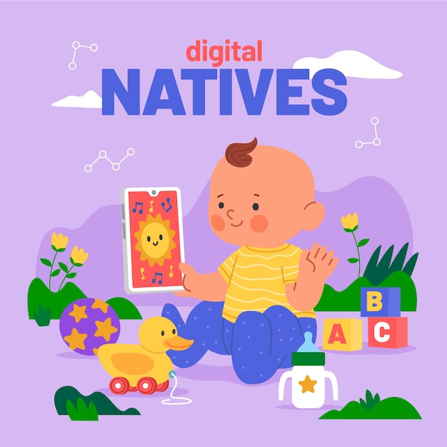 Vecteur gratuit illustration de natifs numériques dessinée à la main