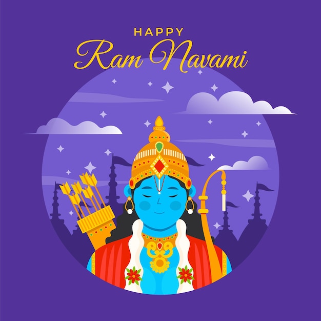 Vecteur gratuit illustration de navami ram plat