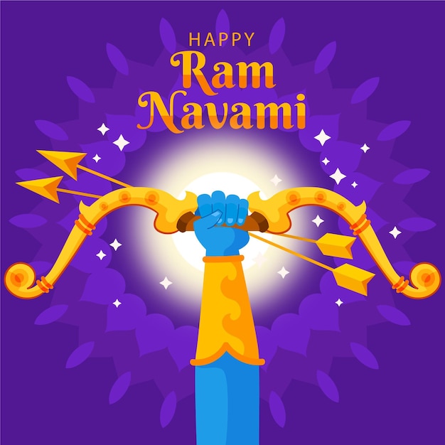 Vecteur gratuit illustration de navami ram plat