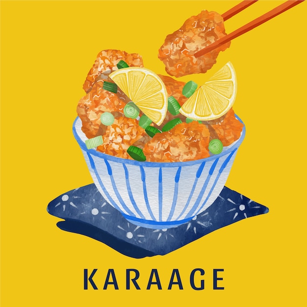 Vecteur gratuit illustration de nourriture aquarelle japon