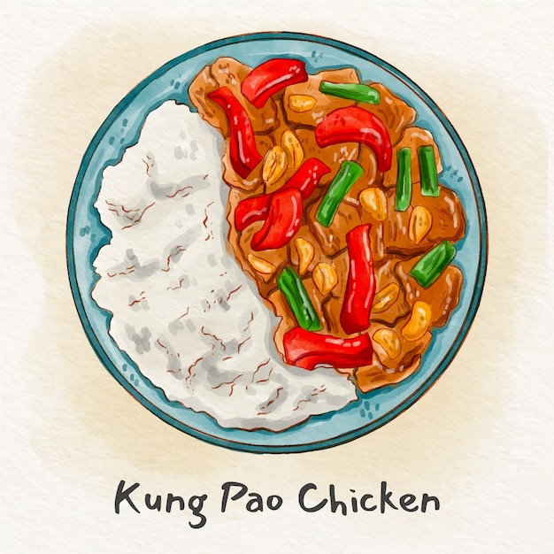 Illustration de nourriture chinoise aquarelle
