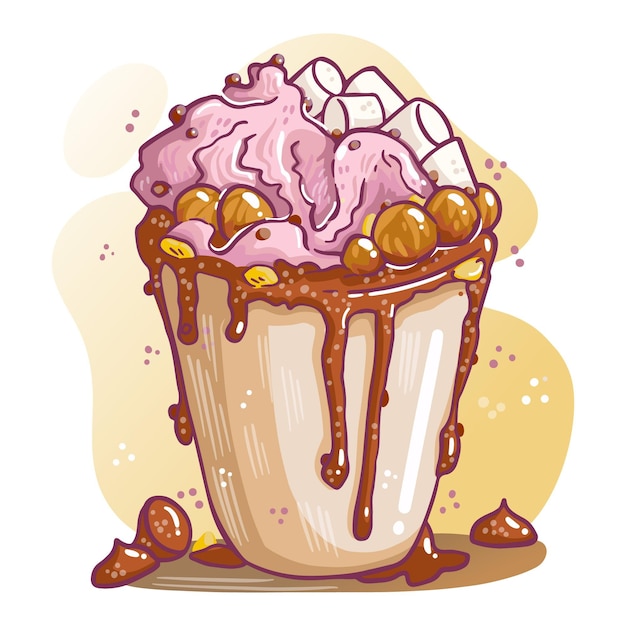 Vecteur gratuit illustration de nourriture réconfortante avec milkshake