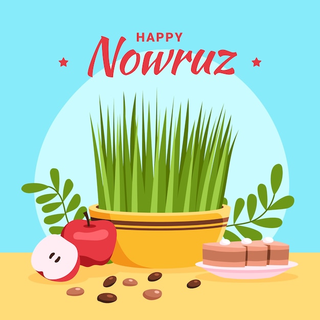 Vecteur gratuit illustration de nowruz heureux plat