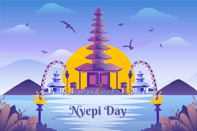 Vecteur gratuit illustration de nyepi dégradé