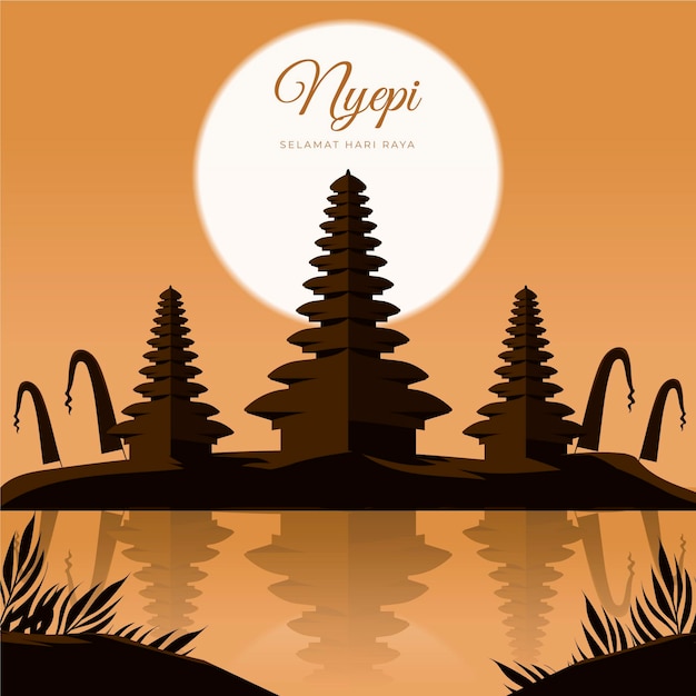 Vecteur gratuit illustration de nyepi plat