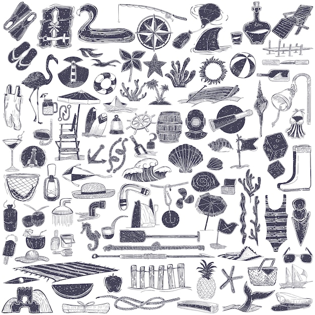 Illustration D'objets D'été Et De Plage