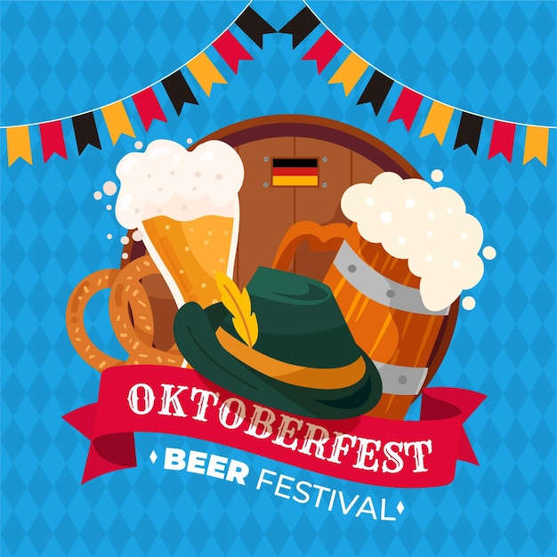 Vecteur gratuit illustration d'oktoberfest dessinée à la main