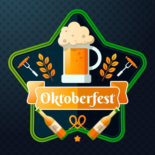 Vecteur gratuit illustration de l'oktoberfest avec pinte et bouteilles