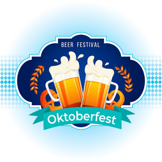 Vecteur gratuit illustration de l'oktoberfest avec des pintes