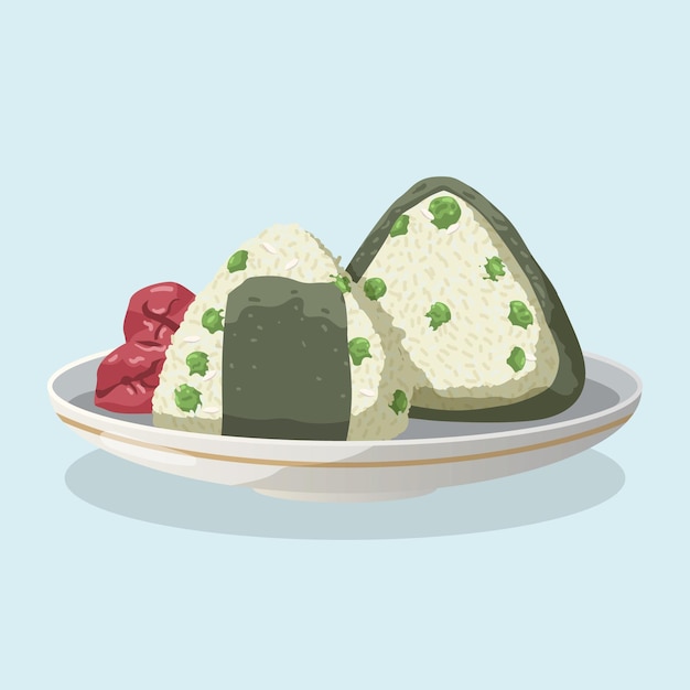 Illustration d'Omeboshi Onigiri dessinée à la main