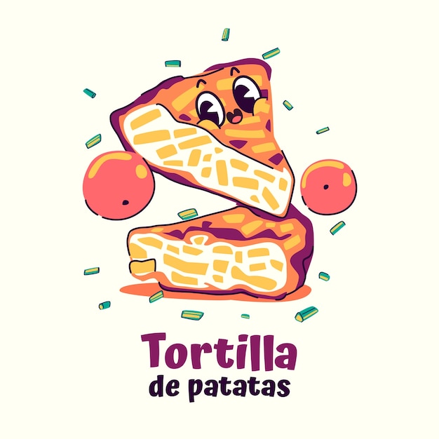 Illustration d'omelette espagnole dessinée à la main