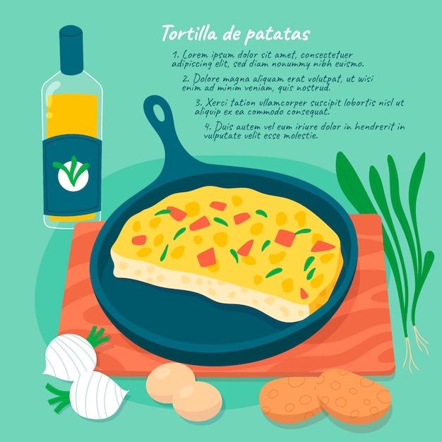 Vecteur gratuit illustration d'omelette espagnole dessinée à la main