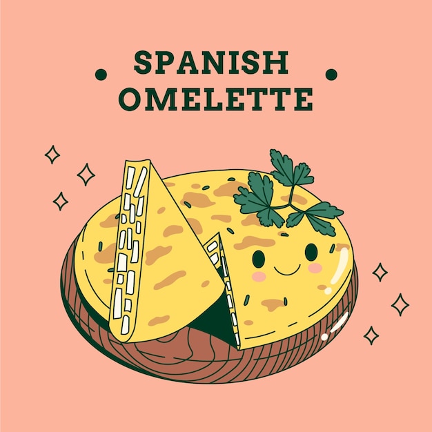 Vecteur gratuit illustration d'omelette espagnole dessinée à la main