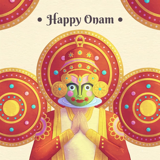 Illustration D'onam Aquarelle Peinte à La Main