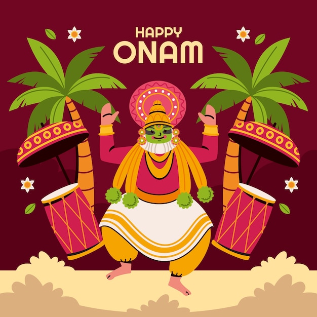 Vecteur gratuit illustration d'onam heureux plat