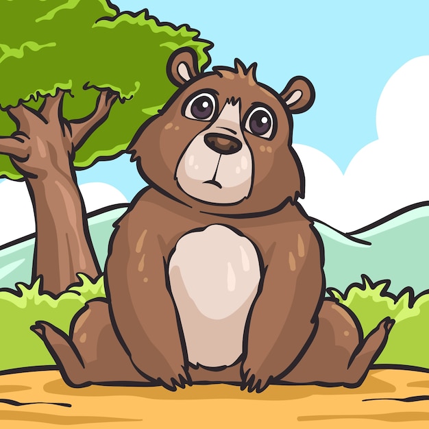 Vecteur gratuit illustration d'ours de dessin animé dessiné à la main