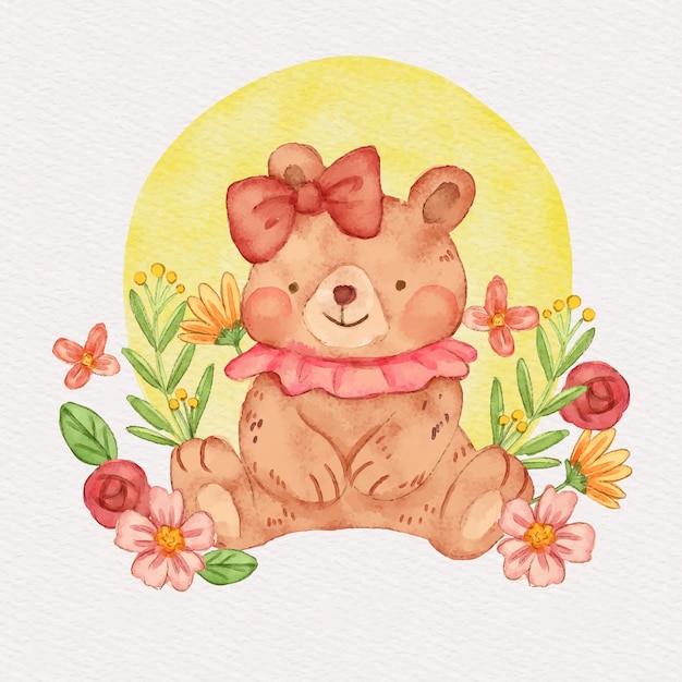 Illustration D'ours Femelle Aquarelle