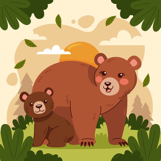 Illustration d'ours femelle dessinée à la main