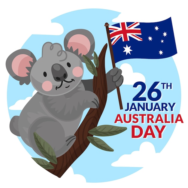 Vecteur gratuit illustration d'ours koala jour plat australie