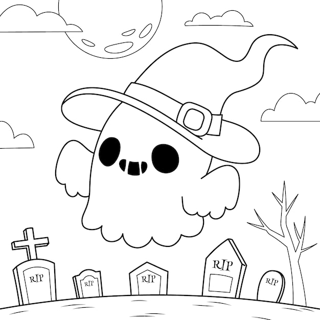 Illustration de la page de coloriage de la fête d'Halloween