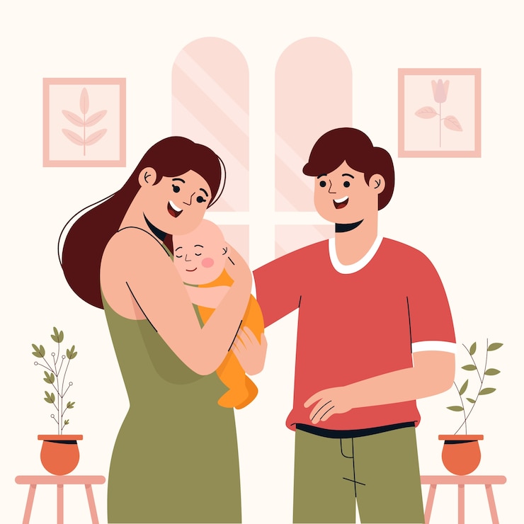 Vecteur gratuit illustration de parents pour la première fois dessinés à la main