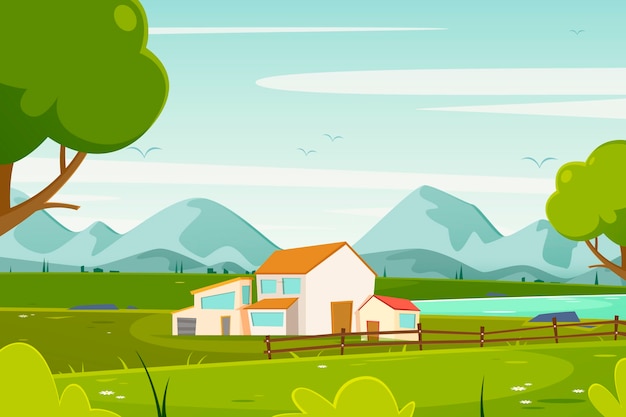 Vecteur gratuit illustration de paysage de campagne