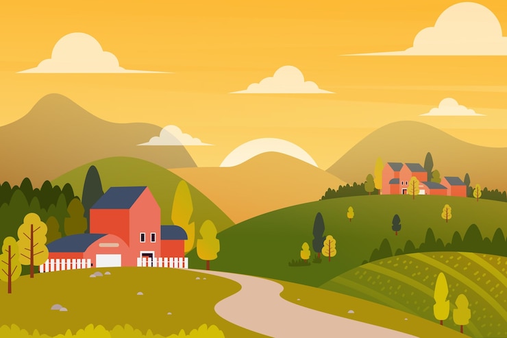 Vecteur gratuit illustration de paysage de campagne