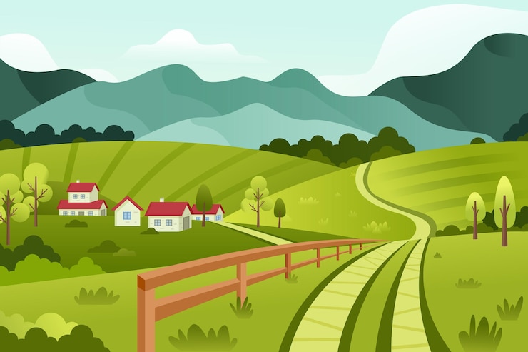 Vecteur gratuit illustration de paysage de campagne