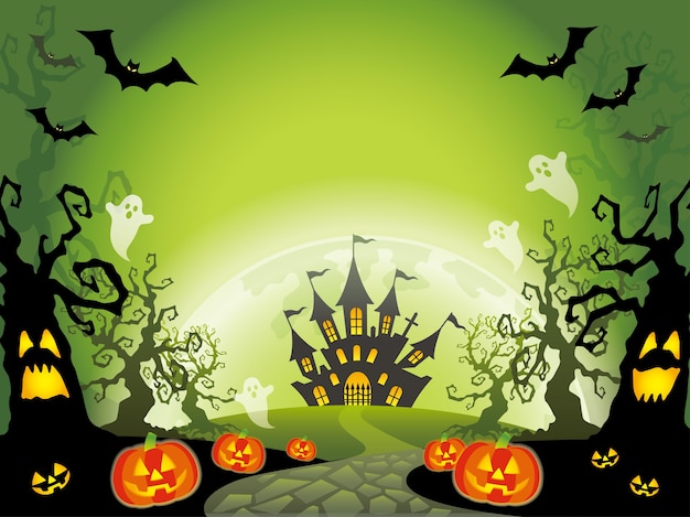 Illustration De Paysage Halloween Heureux Avec Espace De Texte.