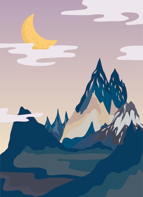 Illustration de paysage de montagne peinte