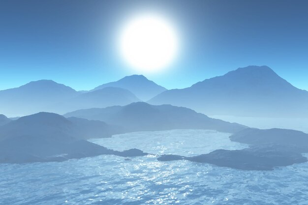Illustration de paysage de montagne réaliste