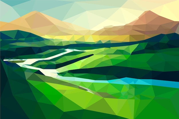 Vecteur gratuit illustration de paysage plat low poly