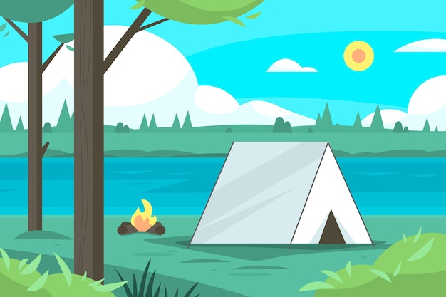 Vecteur gratuit illustration de paysage de zone de camping