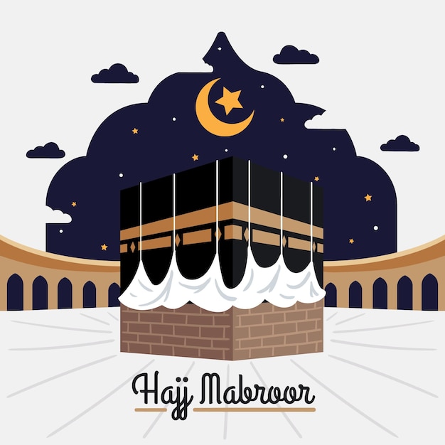 Vecteur gratuit illustration de pèlerinage islamique hajj