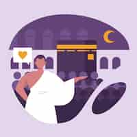 Vecteur gratuit illustration de pèlerinage islamique hajj