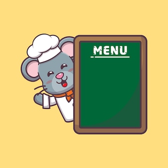 Illustration de personnage de chef de souris mignon
