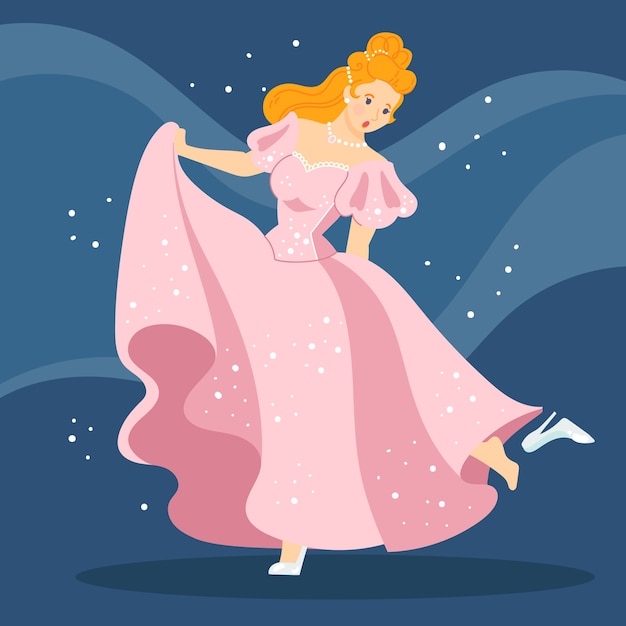 Vecteur gratuit illustration de personnage de conte de fées cendrillon